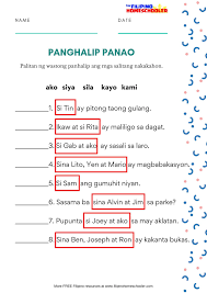 Free Panghalip Panao Worksheet Set 2 In 2020 Worksheets Personal Pronouns Singapore Math