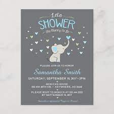 Elephant Baby Shower Invitation Boy Baby Shower Invitation Postcard Zazzle Com In 2021 Baby Shower Invitations For Boys Elephant Baby Shower Invitations Baby Shower Invitations