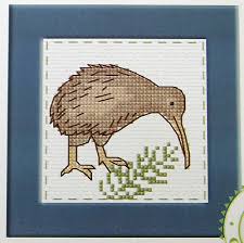 Kiwi Bird Fern New Zealand Semco Counted Cross Stitch Card Kit Cross Stitch Map Cross Stitch Animals Cross Stitch