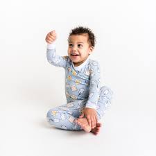 Little Sleepies Bamboo Pajama Set Blue Breakfast