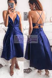 Straps High Low Navy Blue Party Dresses With Pockets Homecomingdresses 2018homecoming Navy Blue Party Dress Navy Blue Bridesmaid Dresses Glamour Dress