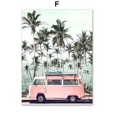 They are probably the easiest type of tree to draw. Summer Sea Beach Coconut Palm Tree Pink Bus Girl Canvas Painting Wall Art Nordic Posters And Prints Wall Pictures For Home Living Room Decor No Frame Wish Decoracao Com Quadros