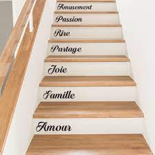 stickers mots personnalises pour contremarche d escalier par optimistick escalier relooking decoration escalier deco escalier