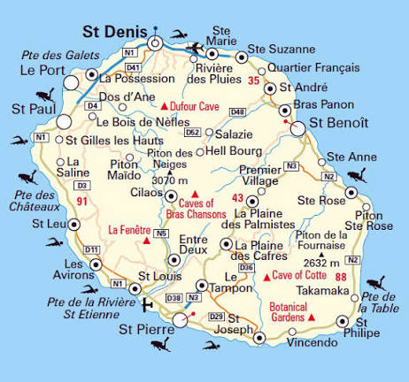 Map of Reunion. Reunion map | Vidiani.com | Maps of all countries in one place