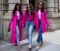 Sydne Style Shows How To Wear Hot Pink In Adam Lippes Coat With Walk In Wonderland And Haute Pin Bright Winter Outfits Pink Coat Outfit Winter Pink Coat Outfit