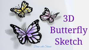 Toilet paper tube 3d illusion drawing. How To Draw 3d Butterfly Sketch Using Pencil Colors Butterfly Drawing Youtube