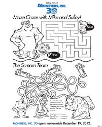 Free Printable Monsters Inc 3d Maze Activity Sheet For Kids Disney Activities Activity Sheets For Kids Printable Activities For Kids