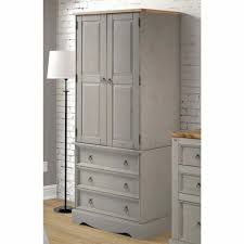 Each of this wardrobe's three drawers are just under 16 inches wide and 5 inches tall, making them ideal for socks and delicates. Corona Solid Pine Grey Painted 2 Door 3 Drawer Tall Narrow Combi Wardrobe 188x76cm