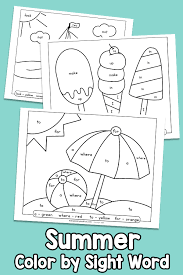 summer color by sight word worksheets color by code easy peasy and fun membership