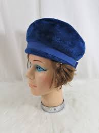Vintage 60's Mod Hat * Marshall Field & Co. Blue Furry Bubble Cap