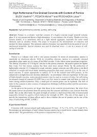 High Performance Fine Grained Concrete with Content of Pumice |  Scientific.Net