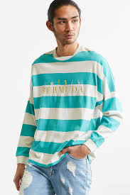 Uo Embroidered Bermuda Stripe Long Sleeve Tee Striped Long Sleeve Tee Long Sleeve Tshirt Men Long Sleeve Tees