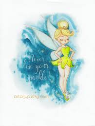 Tinkerbell Art Print Wall Art Quote Decor Neverland Etsy In 2020 Disney Art Disney Princess Art Peter Pan Art