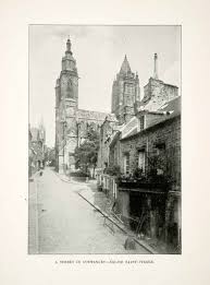 1892 Print Coutances Streetscape Eglise Saint Pierre Historic Image Fr French History Father Images Historical