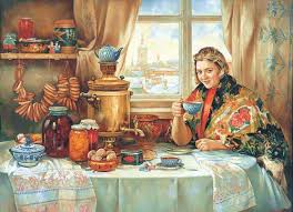 Vasili Nesterenko Drinking Tea 1997 Russian Tea Tea Art Painting