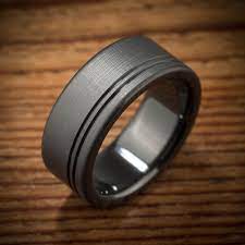 Black Zirconium Offset Stripes Ring Black Zirconium Ring Custom Wedding Rings Mens Wedding Bands