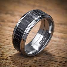 Titanium Wood Wedding Band Charcoal Silver Men S Ring Wood Wedding Band Titanium Wood Wedding Band Rings For Men