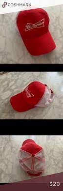 Unisex Budweiser Red And White Hat Women Hats Fashion White Hat August Hat Company