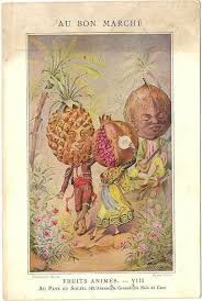 Au Bon Marche Fruits Animes Viii Anthropomorphic Vintage Advertising Art Vintage Illustration