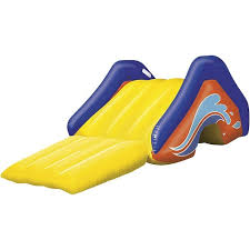 At least one example in accordance with the present invention relates generally to aquatic pools, sprinklers and slides. H2o Go Giant Inflatable Pvc Backyard Swimming Pool Waterslide Slide With Built In Sprinkler Sprinkler And Repair Patch Yellow And Purple Target