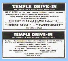 Williamstown – Temple Drive-In Featured Porn Films, 1981 – Lykens Valley:  History & Genealogy