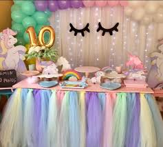 Tulle Tutu Table Skirt Rainbow Paste Custom Unicorn Birthday Party Birthday Parties Unicorn Birthday Party Decorations Birthday Party Decorations