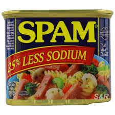 #1 canned luncheon meat brand · fully cooked canned pork with ham · 0 grams trans fat per serving; Spam Luncheon Meat 25 Less Sodium 340g