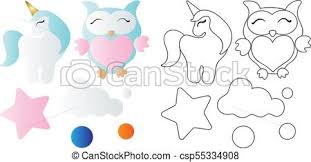 Kartoon Susses Spielzeug Eule Einhorn Wolke Und Stern Zeichnen Einer Comic Susses Spielzeug Eule Einhorn Wolke Kreise Und Canstock