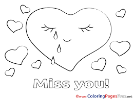 I miss you coloring pages. Hearts Coloring Pages Miss You For Free
