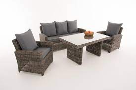 Huge range of rattan garden furniture & outdoor rattan sets. Rattan Garden Furniture Set Round Braided Rattan Table Sofa Chairs For Garden Terrace Balcony Grey Mellified Supply24