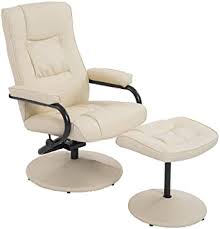 Its color suggests elegance and inspires productivity, while its shape guarantees. Amazon Com Homcom Ergonomic Faux Leather Lounge Armchair Recliner And Ottoman Set Cream White Furniture Decor