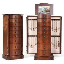 This jewelry armoire with mirror is a statement piece. Goplus Wood Jewelry Cabinet Armoire Box Storage Chest Stand Organizer Necklace