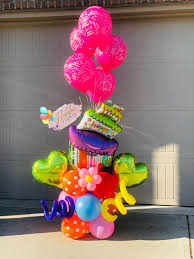 Happy Birthday Flowers And Balloons Pictures Happy Birthday Deluxe Balloon Bouquet Birthday Balloon Decorations Balloon Bouquet Balloon Bouquet Diy