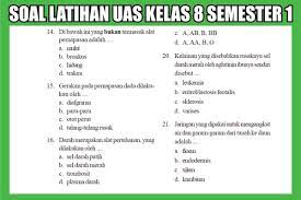Soal uas biologi kelas 12 semester 1 dan kunci jawaban. Soal Latihan Uas Kelas 8 Smp Mts Semester 1 Ganjil