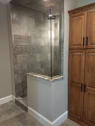 Immaculate Open Entry Shower With Custom Heavy Glass 3 8 Splash Panels And Brushed Nickel Hardwar Glass Bathroom Frameless Shower Doors Ocean Bathroom Decor