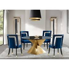 In a circular dining room wrapped in full height windows, the luminescent glass dining table stands out over hardwood flooring. Gracewood Hollow Dhruv Velvet Dining Chairs Set Of 2 N A On Sale Overstock 28338655