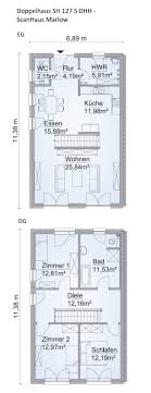 Doppelhaus Grundriss Schmal Mit Satteldach Architektur 4 Zimmer 127 Qm Erdgeschoss Obergeschoss Gerade Treppe G Doppelhaus Grundriss Grundriss Scanhaus