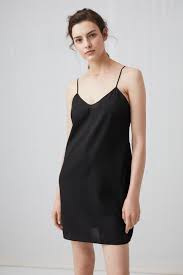 Model Side Image Of Arket Silk Slip Dress In Black Slip Dress Feminine Dress Fashion