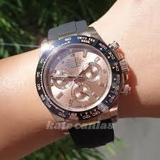 Fits the rolex® daytona 116520 & 116500 & yellow gold that came originally with bracelet strap (not compatible with the white gold or rose gold versions). Brand New Rolex Cosmograph Daytona Everose Rose Gold Oysterflex Rubber Strap With Baguette Diamonds Hour Marker Luxury Watches On Carousell