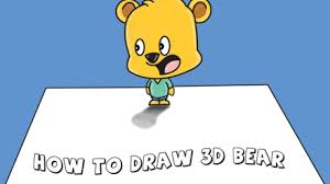 You have made it to your last drawing step and now you will add the final additions to gir's face and body. How To Draw 3d Cartoon Bear Standing On Top Of Piece Of Paper Optical Illusion Easy Step By Step Drawing Tutorial For Kids And Beginners How To Draw Step By