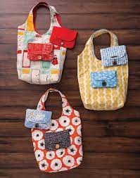 Folding Shopping Bag And Pouch Diy Tutorial Pattern Folding Shopping Bags Shopping Bag Pattern Grocery Bag Pattern