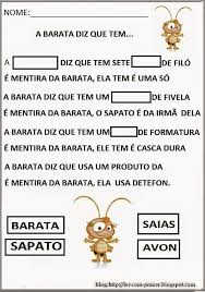Cantiga A Barata Diz Que Tem Ola Amigos E Amigas Passando Para Compartilhar Com Voces E Atividades Alfabetizacao E Letramento Atividades Psicomotricidade Portfolio Educacao Infantil