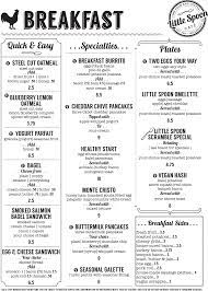 Little Spoon Cafe Is Now Open Foobooz Breakfast Menu Design Breakfast Cafe Menu Inspiration