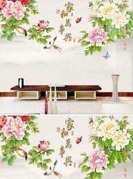 中式背景墙家和万事兴牡丹花新中式背景墙 home decor decor furniture