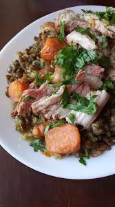 Petit Sale Aux Lentilles Little Salt With Lentils Cured Pork Belly With Lentils In 2020 Pork Belly Lentils Salt Pork
