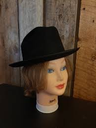 Mid Century Black Mens/womens Size 6 7/8 Adam Felt Fedora/western  Hat/vintage Black Felt Fedora/cowboy Hat/ Adam Fedora Hat Size 6 7/8
