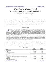 It refers to a company that merges with another company. Pdf Case Study Consolidated Balance Sheet At Date Of Purchase