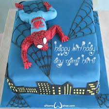Birthday Wishes For Kid Boy With Name Cool Spider Man Birthday Wish Name Cake For Boy Spiderman Birthday Birthday Wishes For Kids Christmas Birthday Cake
