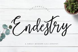 The height of calligraphy was reached in the middle age, where monks developed the narrow writing style called gothic, allowing more words to fit on a single line, as paper was expensive at the time. Endestry Modern Calligraphy Font Dafont Free