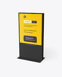 Clean mockup of stand displays (right and left perspective). Led Display Stand Mockup In Outdoor Advertising Mockups On Yellow Images Object Mockups